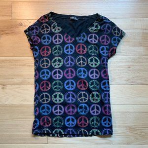 Lucky Brand NWOT Peace Short Sleeve Tee Shirt, Size Medium